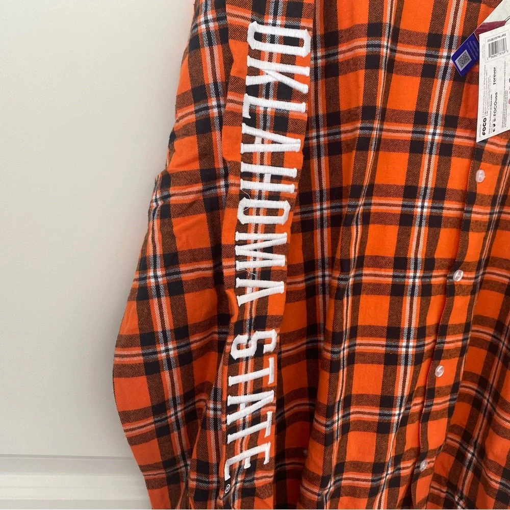 FOCO Oaklahoma State University Plaid Button Down Shirt Flannel Size 2XL Men NWT - Picture 8 of 11